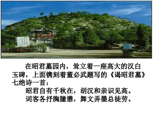 上面镌刻着董必武题写的《谒昭君墓》七绝诗一首： 昭君