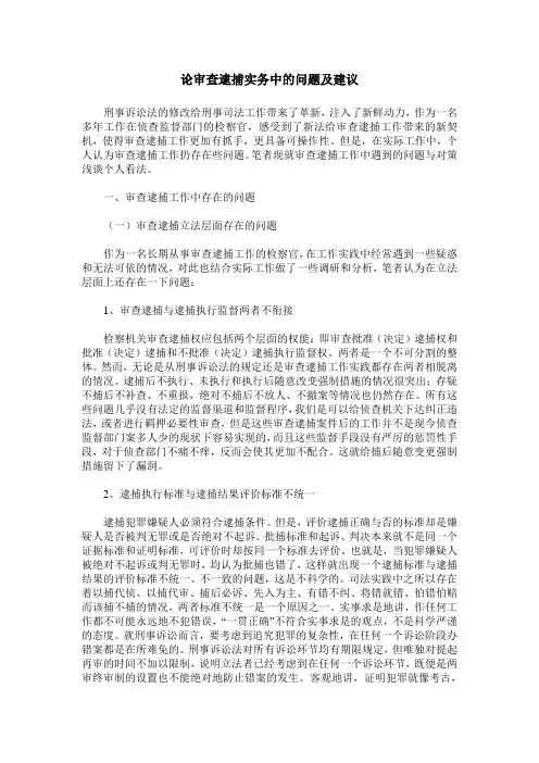 论审查逮捕实务中的问题及建议