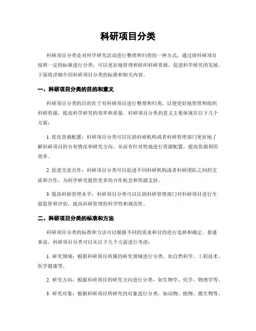 科研项目分类