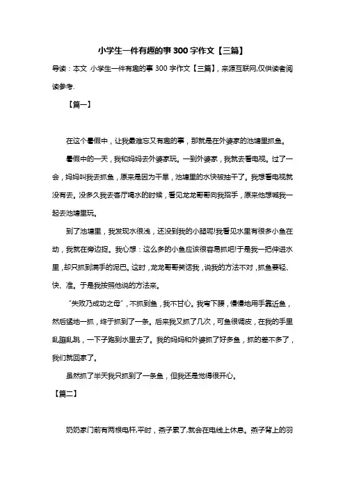 小学生一件有趣的事300字作文【三篇】