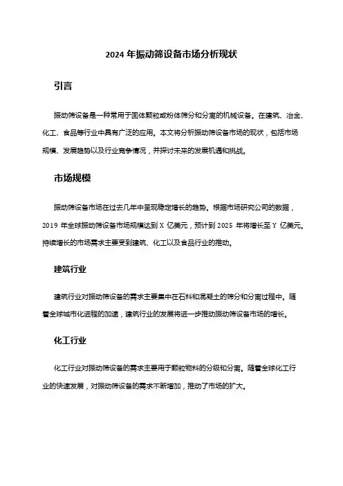 2024年振动筛设备市场分析现状