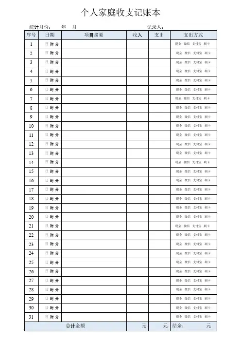 个人家庭收支记账本