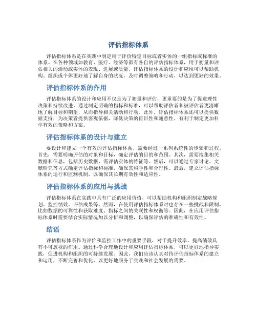 评估指标体系