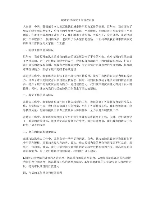 城市防洪救灾工作情况汇报
