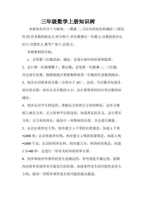 三年级数学上册知识树