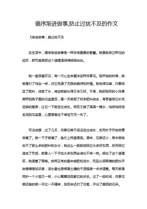 循序渐进做事,防止过犹不及的作文