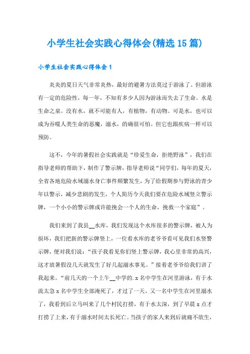 小学生社会实践心得体会(精选15篇)