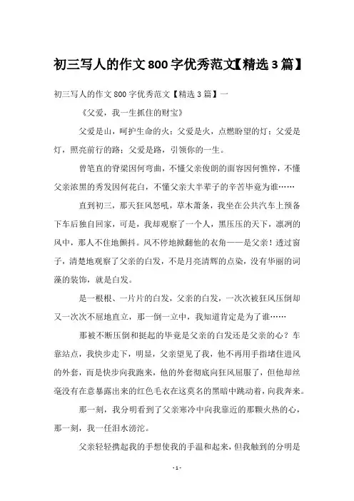 初三写人的作文800字优秀范文【3篇】