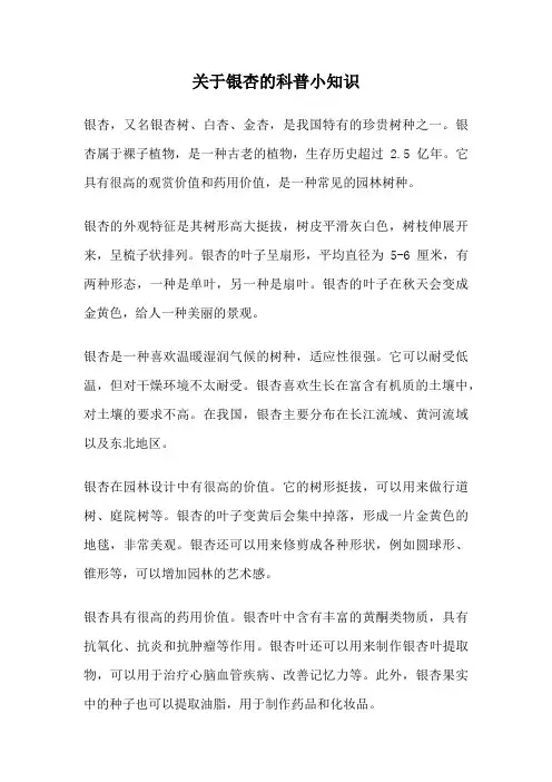 关于银杏的科普小知识