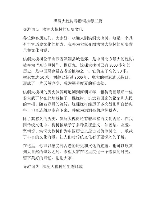 洪洞大槐树导游词推荐三篇