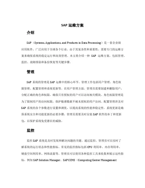sap运维方案