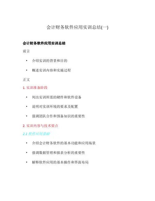 会计财务软件应用实训总结(一)