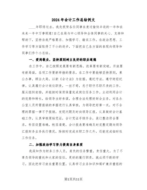 2024年会计工作总结例文(五篇)