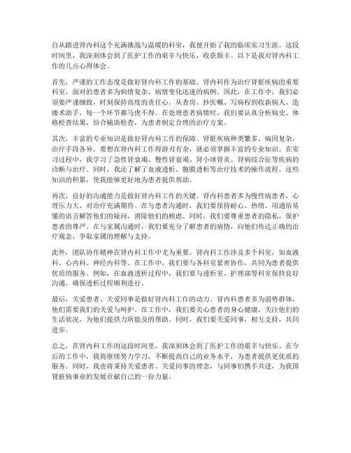 肾内科工作心得体会