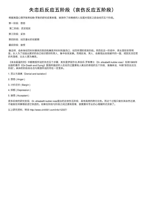 失恋后反应五阶段（哀伤反应五阶段）