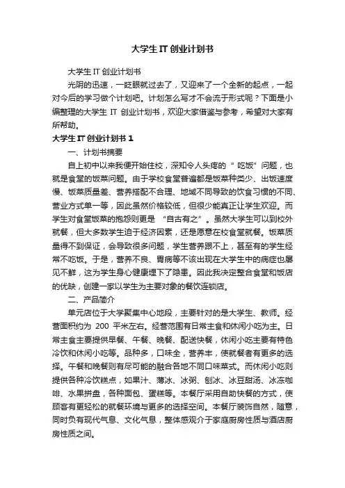 大学生IT创业计划书