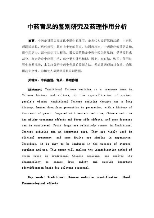 中药青果的鉴别研究及药理作用分析