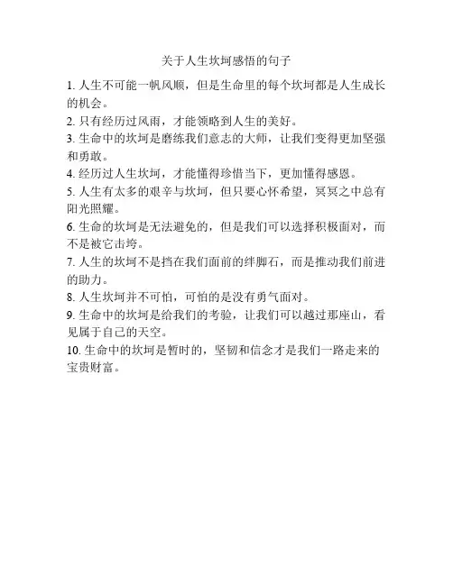 关于人生坎坷感悟的句子