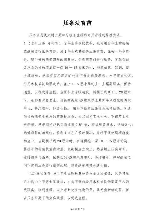 压条法育苗