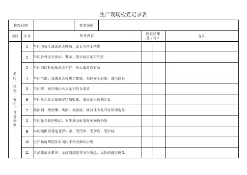 生产现场检查记录表