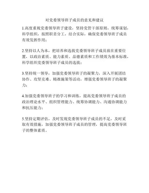 对党委领导班子成员的意见和建议
