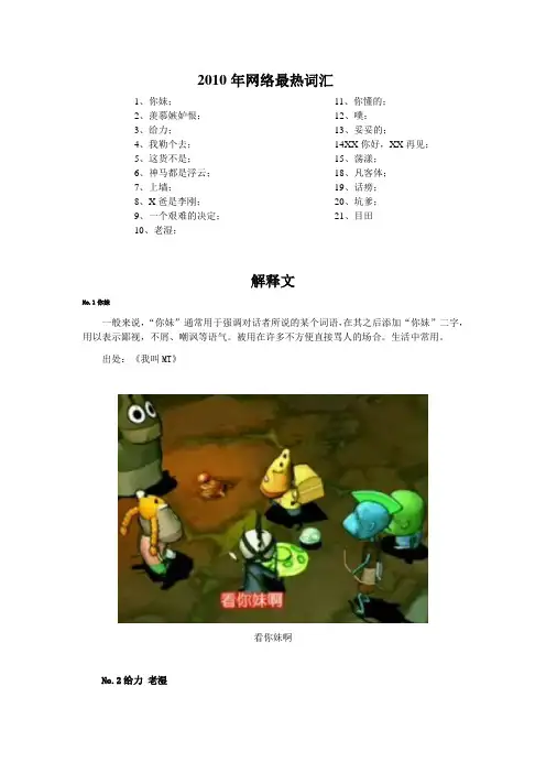 2010年网络最热词汇
