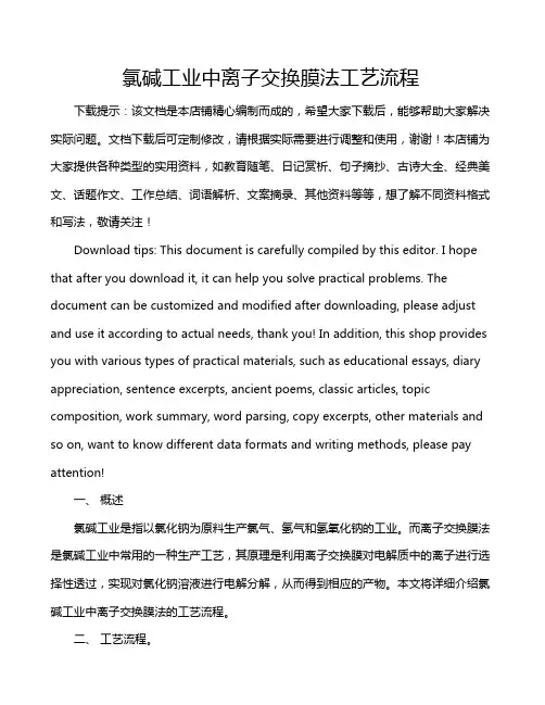 氯碱工业中离子交换膜法工艺流程