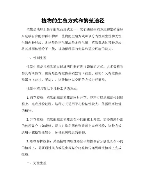 植物的生殖方式和繁殖途径