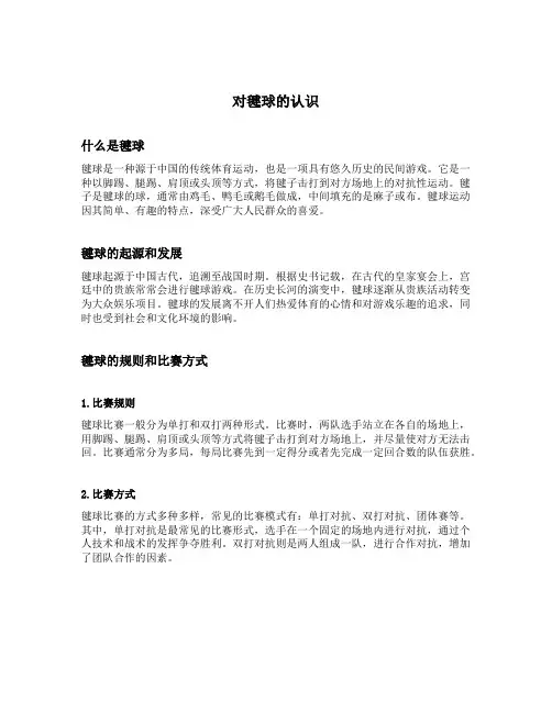 对毽球的认识
