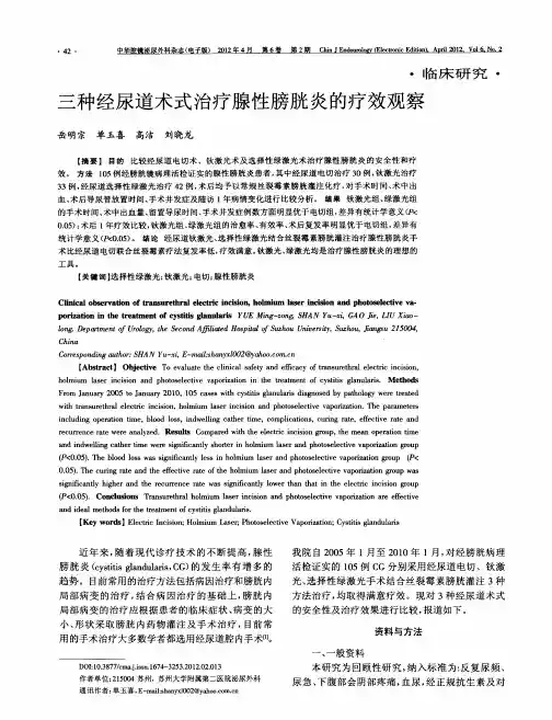三种经尿道术式治疗腺性膀胱炎的疗效观察