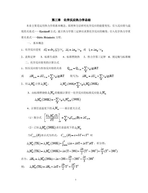 (物理化学)第三章  化学反应热力学总结