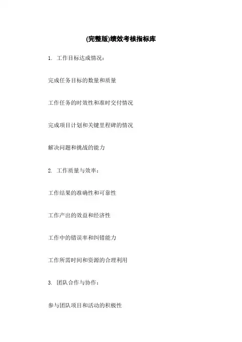 (完整版)绩效考核指标库