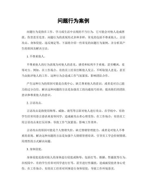 问题行为案例