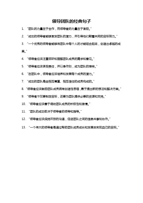 领导团队的经典句子