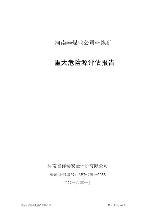 煤矿重大危险源评估报告
