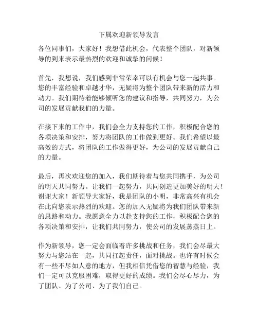 下属欢迎新领导发言