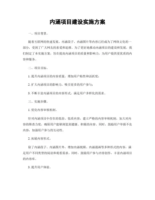 内涵项目建设实施方案
