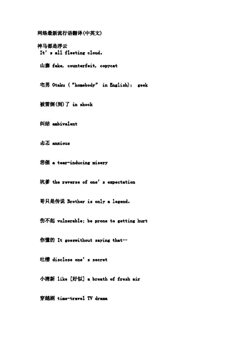 网络最新流行语翻译