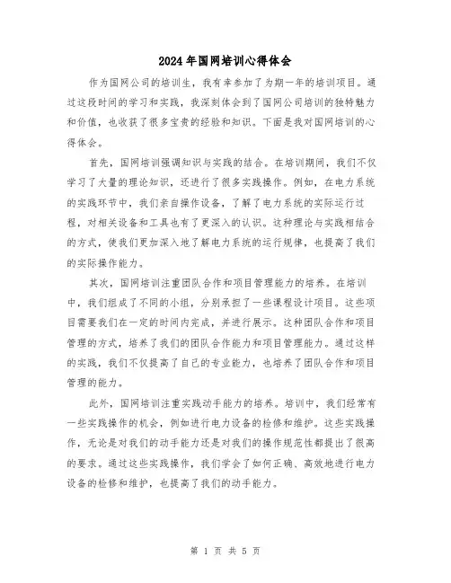2024年国网培训心得体会(2篇)