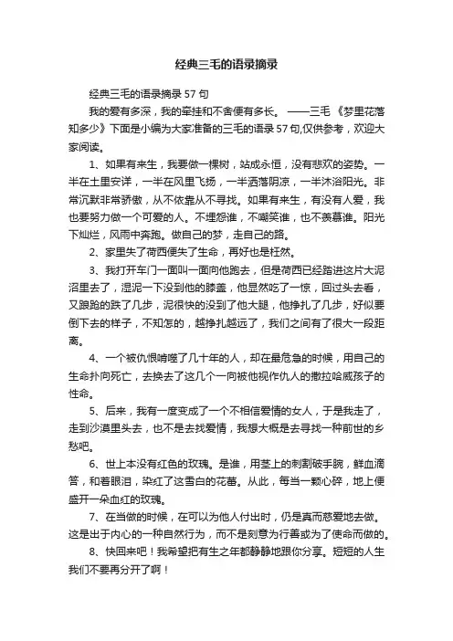 经典三毛的语录摘录