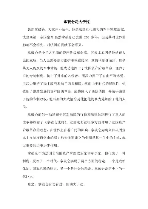 拿破仑功大于过