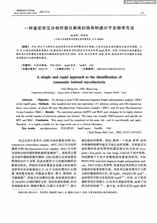 一种鉴定常见分枝杆菌分离株的简单快速分子生物学方法