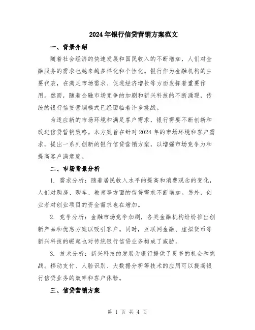 2024年银行信贷营销方案范文