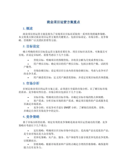 商业项目运营方案重点