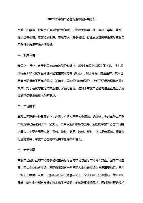 2023年草酸二乙酯行业市场环境分析