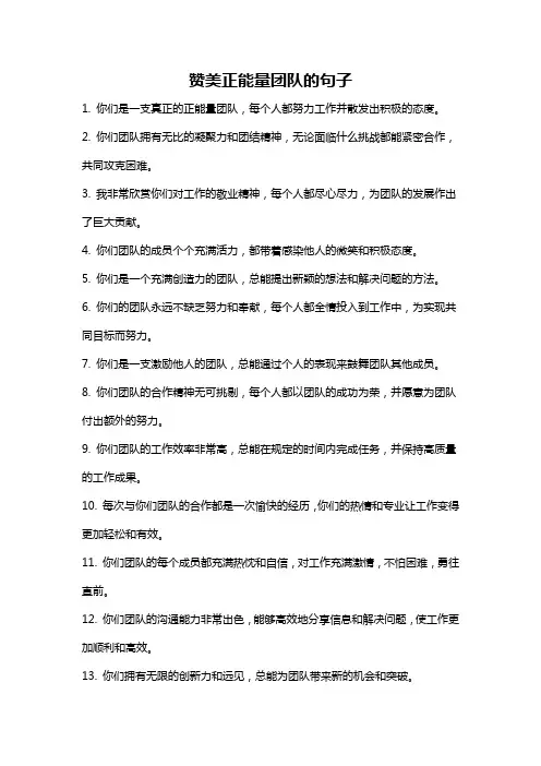 赞美正能量团队的句子