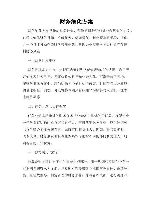 财务细化方案