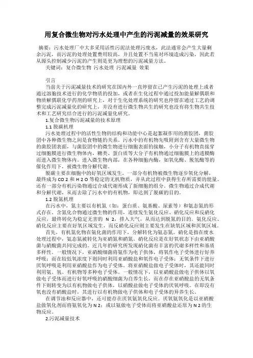 用复合微生物对污水处理中产生的污泥减量的效果研究