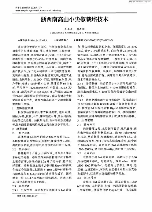浙西南高山小尖椒栽培技术