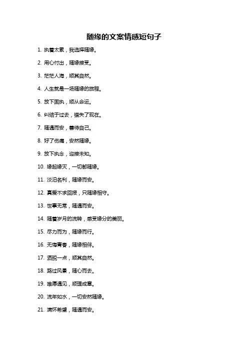 随缘的文案情感短句子